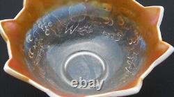 Westmorland Peach Opalescent Fruit Salad Carnival Glass Punch Bowl