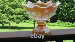 Westmorland Peach Opalescent Fruit Salad Carnival Glass Punch Bowl