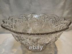 Whirling Star Clear by IMPERIAL OHIO Glass Punch Bowl with11 cups (EXC)