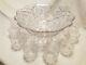 Whirling Star Clear by IMPERIAL-OHIO Vintage Glass Punch Bowl 12 Pcs (Exc)