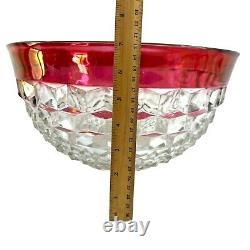 Whitehall Ruby Flash Crystal by Colony Indiana Punch Bowl and Cups 12pc + Hooks