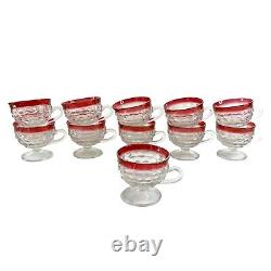 Whitehall Ruby Flash Crystal by Colony Indiana Punch Bowl and Cups 12pc + Hooks