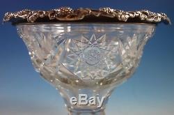 Wilcox Co. Cut Glass Punch Bowl with Sterling Silver Grapes (#2159)