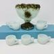 Wild Rose Punch Bowl Set Green Jadite Milk Glass 7 Cups Toy Childs EAPG Antique