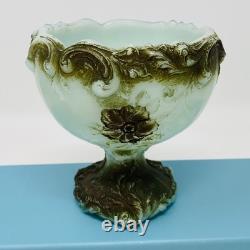 Wild Rose Punch Bowl Set Green Jadite Milk Glass 7 Cups Toy Childs EAPG Antique