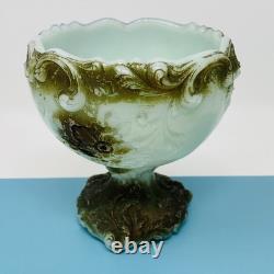 Wild Rose Punch Bowl Set Green Jadite Milk Glass 7 Cups Toy Childs EAPG Antique