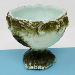 Wild Rose Punch Bowl Set Green Jadite Milk Glass 7 Cups Toy Childs EAPG Antique