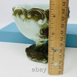 Wild Rose Punch Bowl Set Green Jadite Milk Glass 7 Cups Toy Childs EAPG Antique