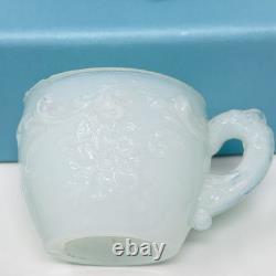 Wild Rose Punch Bowl Set Green Jadite Milk Glass 7 Cups Toy Childs EAPG Antique