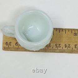 Wild Rose Punch Bowl Set Green Jadite Milk Glass 7 Cups Toy Childs EAPG Antique