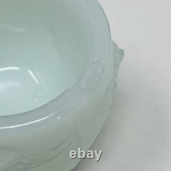 Wild Rose Punch Bowl Set Green Jadite Milk Glass 7 Cups Toy Childs EAPG Antique