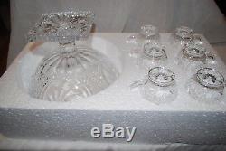 Williams Sonoma Victoria Punch Bowl Set Cut Crystal 6 Cups Pineapple Design New