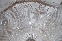 Williams Sonoma Victoria Punch Bowl Set Cut Crystal 6 Cups Pineapple Design New