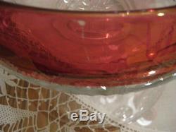 $reduced$ Tiffin Kings Crown Ruby Flash 16 Punch Bowl, 7.5 Base, 12 Punch Cups